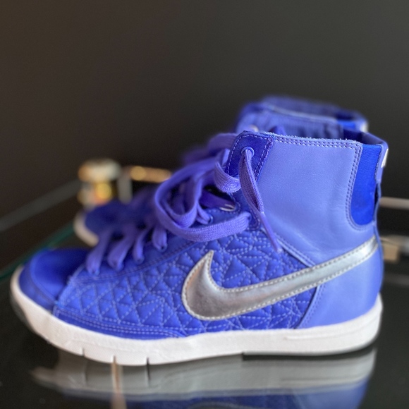 New Nike Blazer Mid Sneakers Blue Silver - Picture 7 of 8